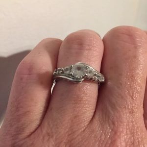 Sterling silver white sapphire ring